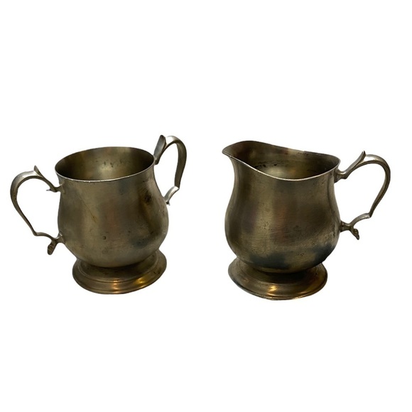 Vintage Pewter by Poole Sugar and Creamer - Picture 1 of 6